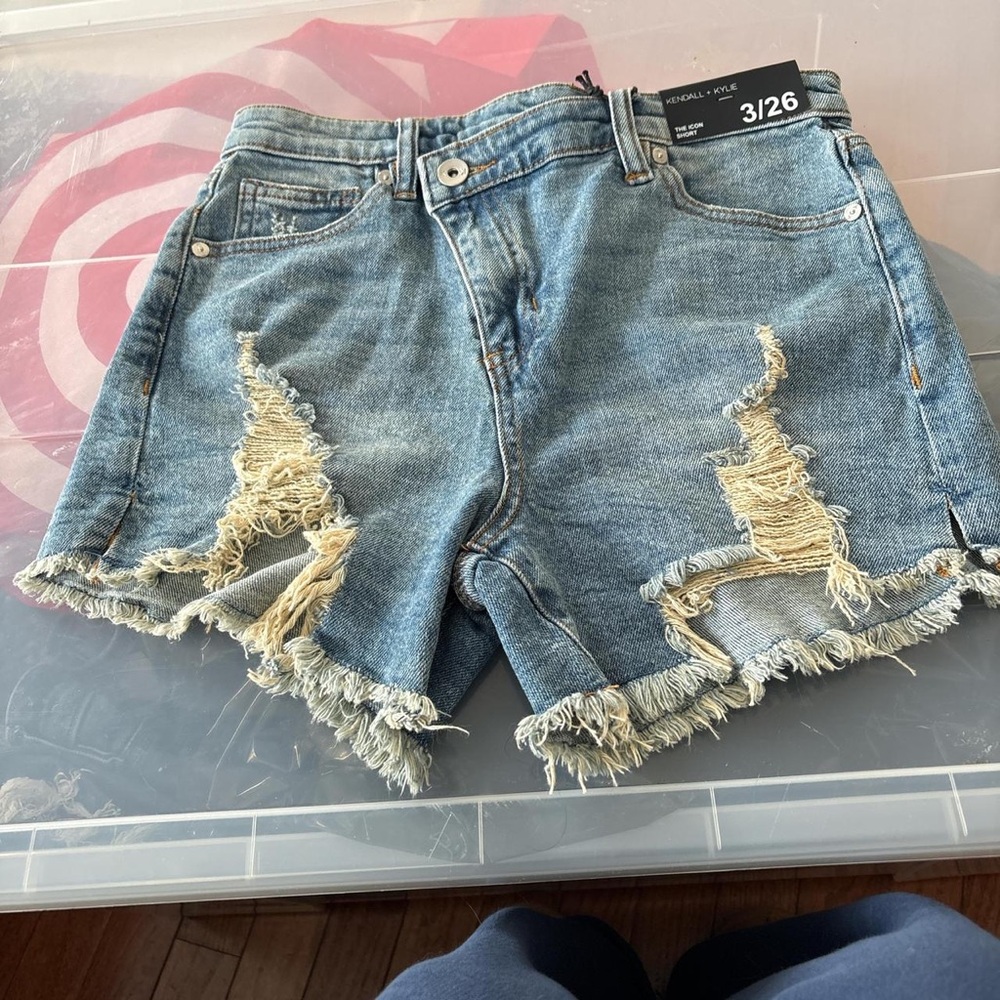 Kendall & Kylie Light Blue Distressed Denim Cutoff Shorts